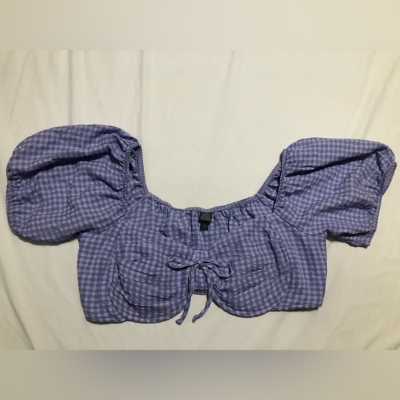 Wild Fable cropped underwire, purple top with puff sleeves, XXL - Picture 4 of 11